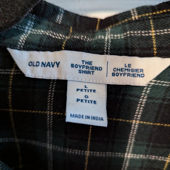 Old Navy Plaid Boyfriend Shirt Large Petite - Picture 3 of 4